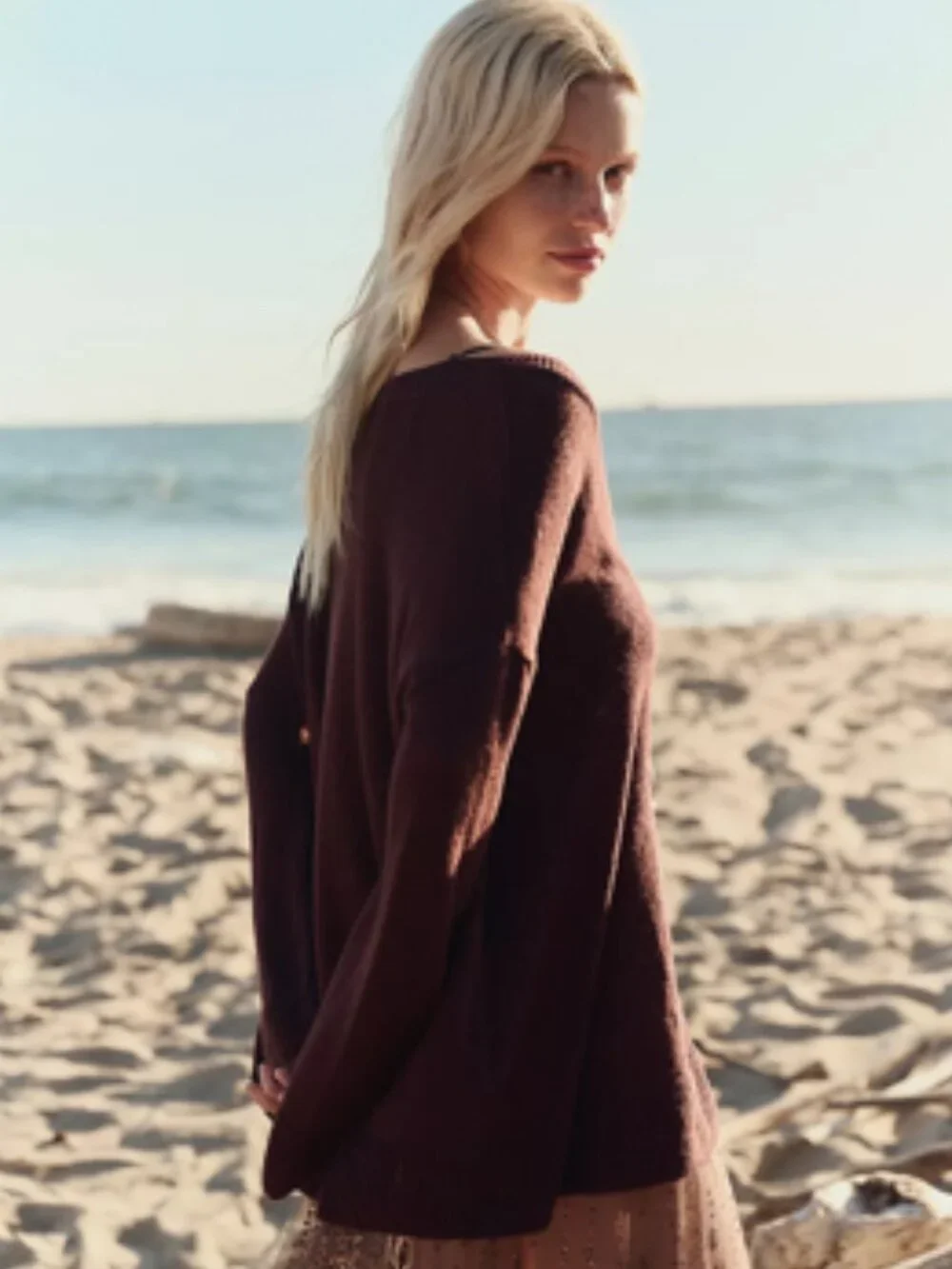 NWT Free People Isadora Reversible Brown Sweater Tunic